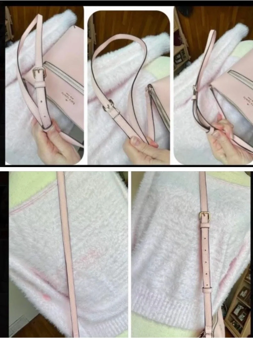 kate spade- Laurel Way- Saffiano Leather Crossbody Chalk Pink (VGUC)- purse